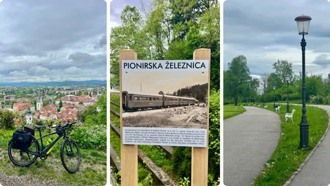 Lijevo: pogled sa starog grada, Sredina: fora dio rute po staroj Pionirskoj željeznici, Desno: bic staze su jednostavno savršene