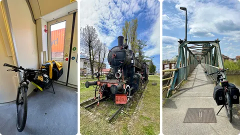 Lijevo: “parkiran” ispred vrata, Sredina: parnjača u Sisku, Desno: fora most na Odri