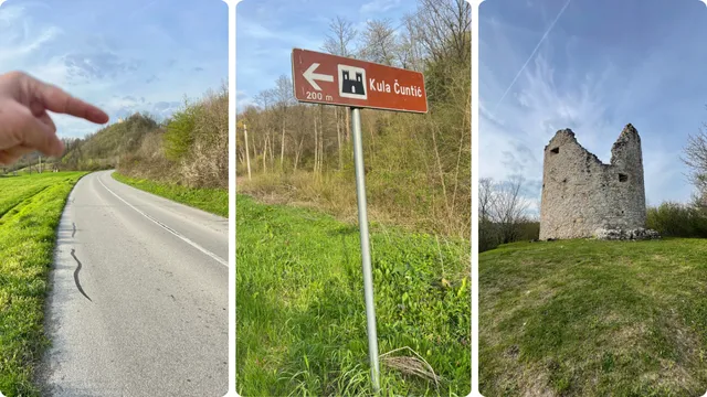 Lijevo: do tuda treba doći “na noge”, Sredina: NE pratite ovaj znak, Desno: pogled na kulu