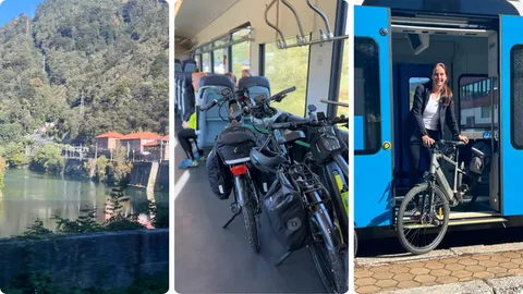 Lijevo: ulazak u Zidani Most, Sredina: u novim slovenskim (Stadler) vlakovima ima dosta mjesta za bicikle, Desno: stižemo u Velenje