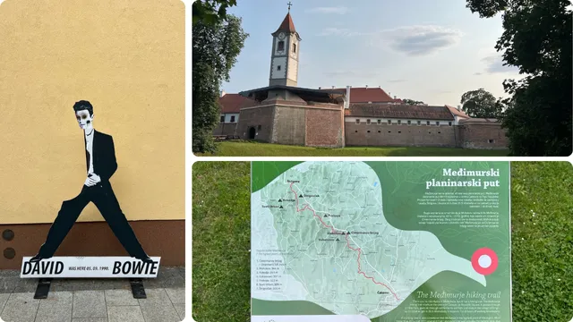 Lijevo: Čakovec je posjetio i legenda David Bowie, Sredina: simbol grada Stari grad Zrinskih, Dolje: kroz sam grad prolazi Međimurski planinarski put