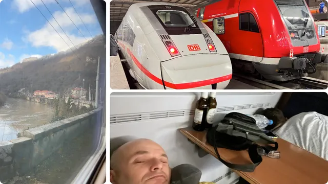 Lijevo: zato volimo vlakove; Gore: lijevi je naš, Dolje: spavanje u ICE-u, sretni jer smo sami u kupeu